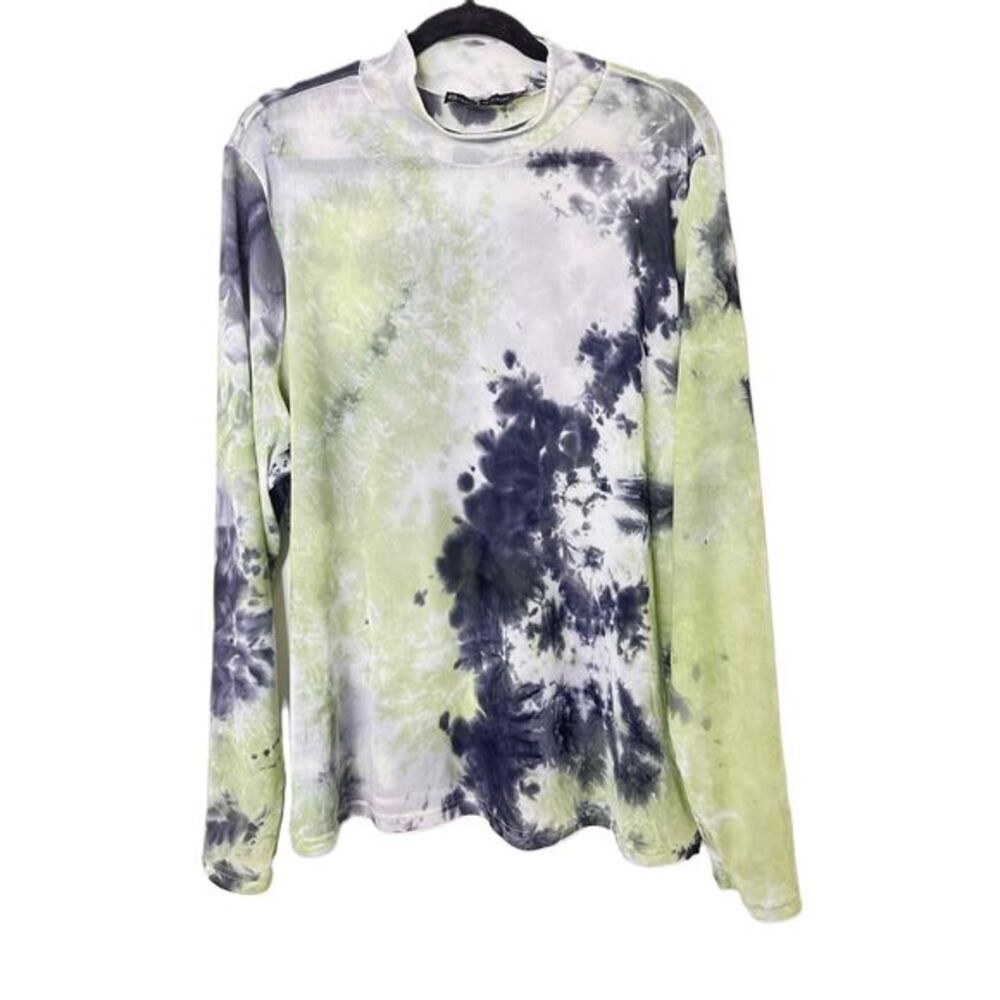 Fashion To Figure Size 3 Tie Dye Long Sleeve Crew Neck Sheer Pullover Top